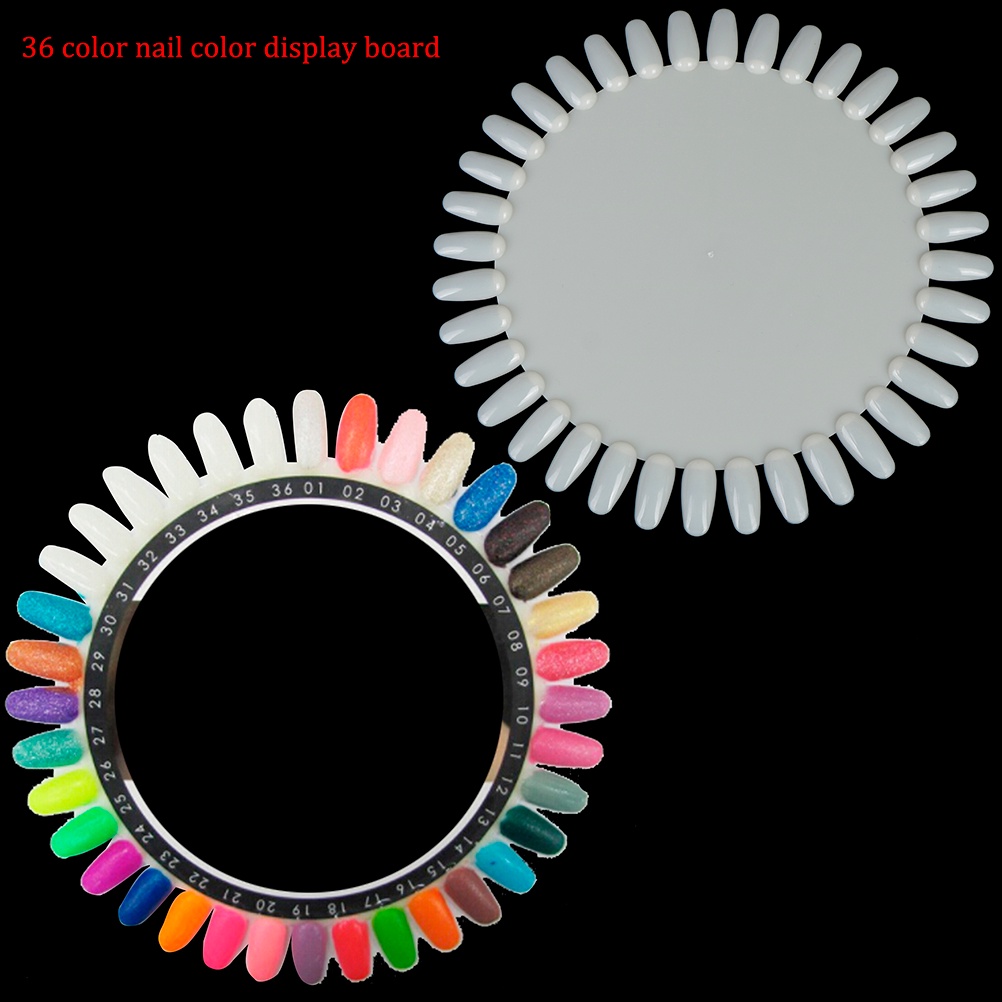 [FULL] 36 Colors Round Nail Polish Gel Color Palette Chart Display Art Tip Fake Palette