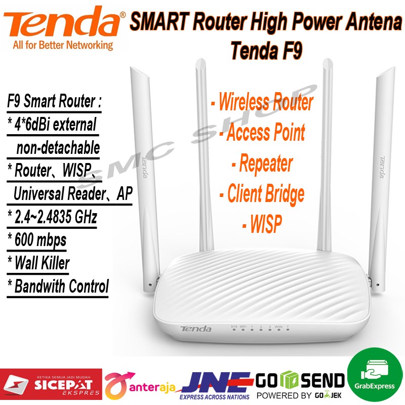 Tenda F9 : Wall Killer Wireless N Router 600Mbps ORIGINAL