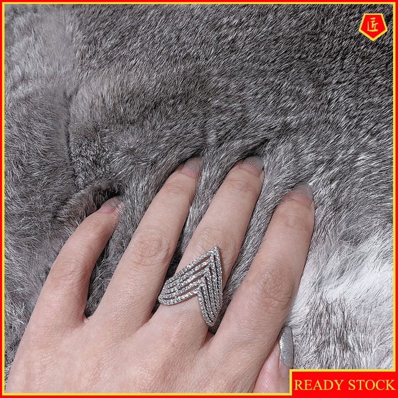 [Ready Stock]Women's S925 Silver Luxury Sweet Personality Multi-Layer Ring