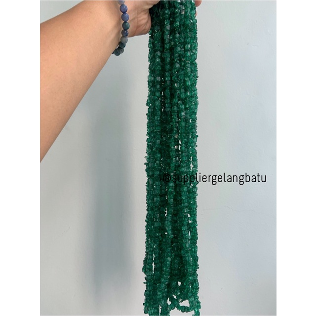 kerikil Batu DARK GREEN QUARTZ 1cm kilap renteng kuarsa hijau tua