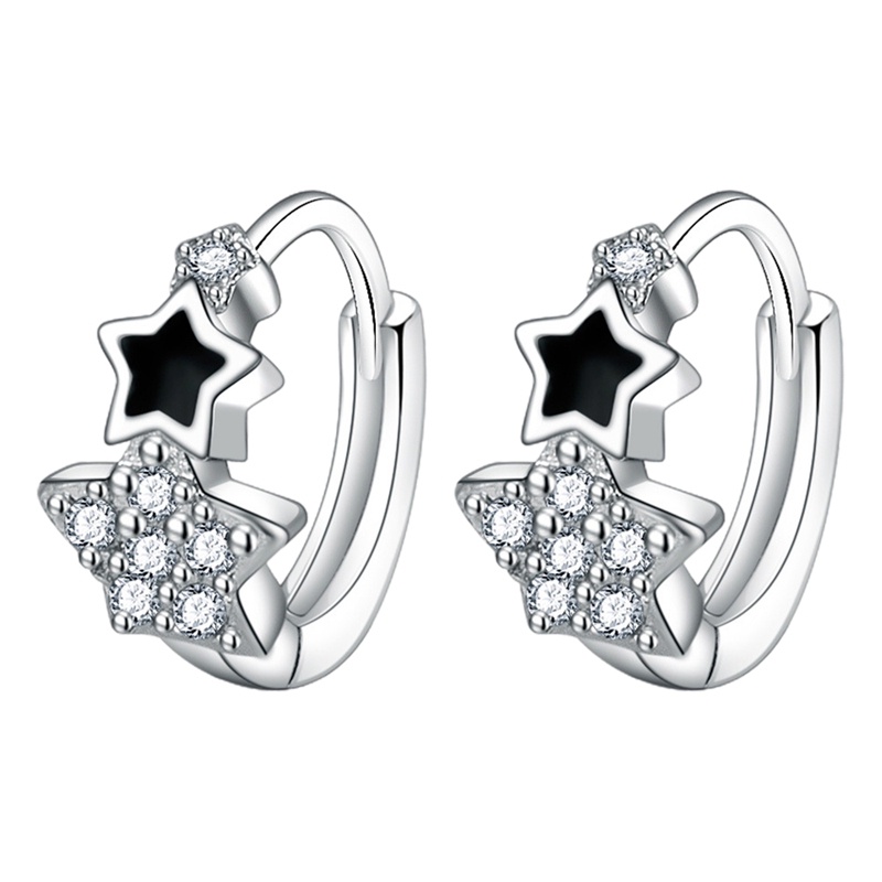 Anting Tusuk Gantung Bahan Sterling Silver 925 Desain Bintang Hias Kristal / Zircon Untuk Wanita