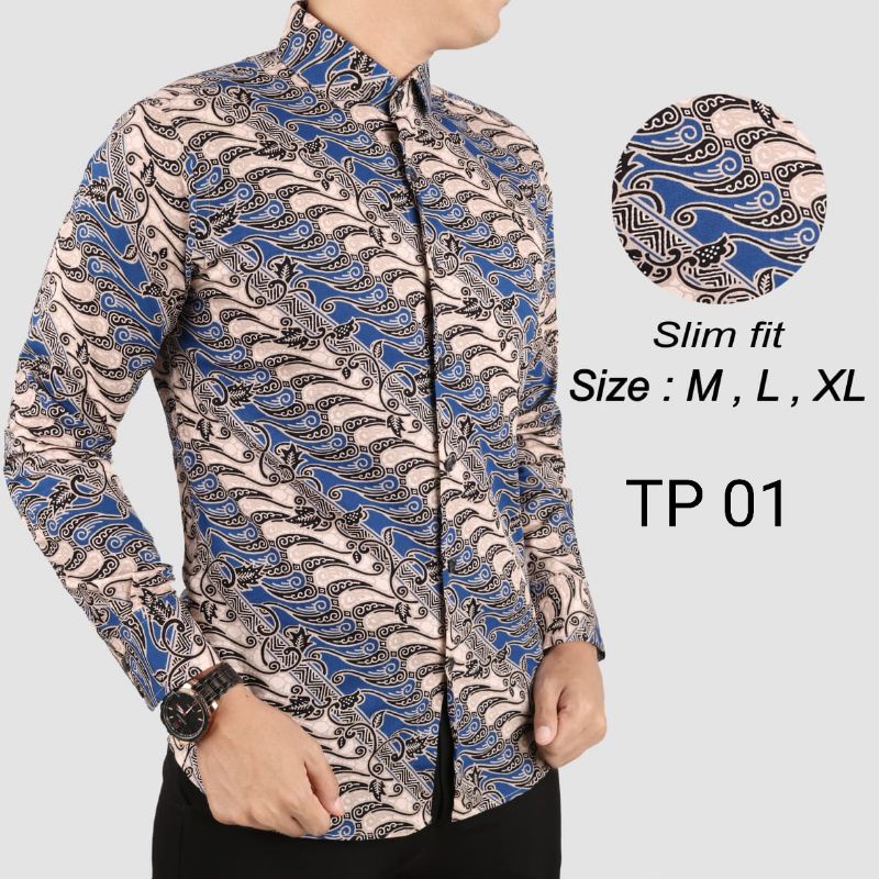 KEMEJA BATIK PRIA SLIMFIT MODERN LENGAN PANJANG SLIM FIT  D349