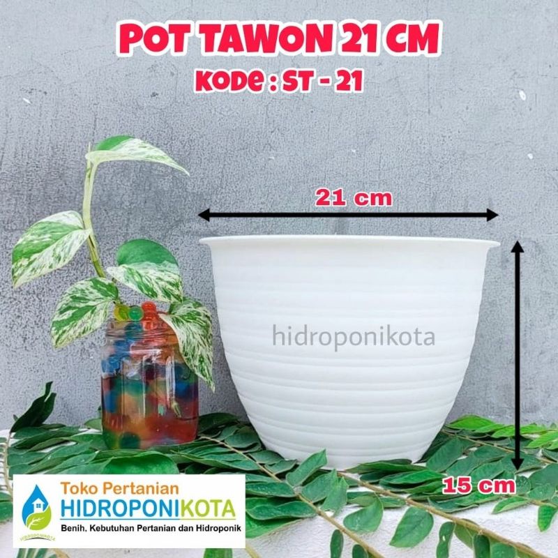 GOL - pot TAWON ST 21 putih - pot plastik - pot tanaman - pot bunga