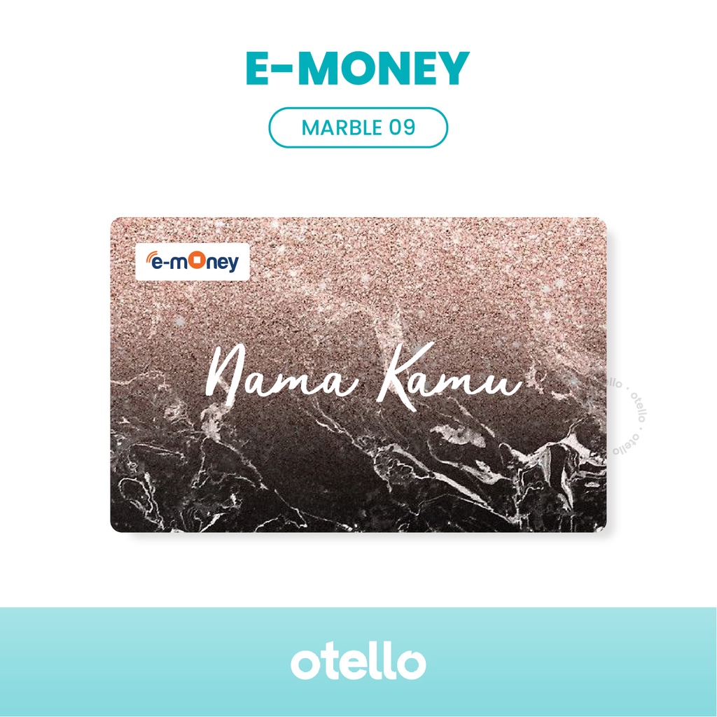 Custom eMoney Marble Nama Kartu E-Money Aesthetic Marmer Cetak eToll Mandiri Kustom Request Name