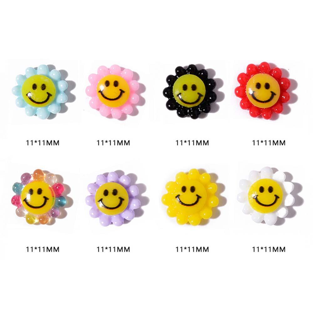 Agustinina Nail Art Smiley Face Perhiasan Warna-Warni Lucu Kartun DIY Aksesoris Kuku