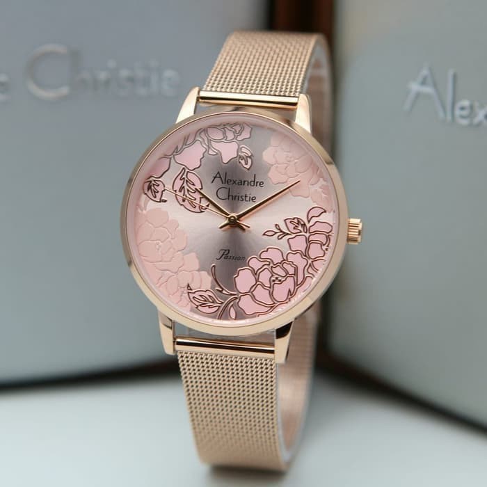 JAM TANGAN WANITA ALEXANDRE CHRISTIE AC 2853 ROSEGOLD ORIGINAL BERGARANSI