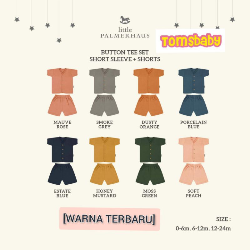 LITTLE PALMERHAUS (1Stel) Button Tee SHORT Sleeve (Setelan Bayi Lengan Pendek) 0-24 Bulan