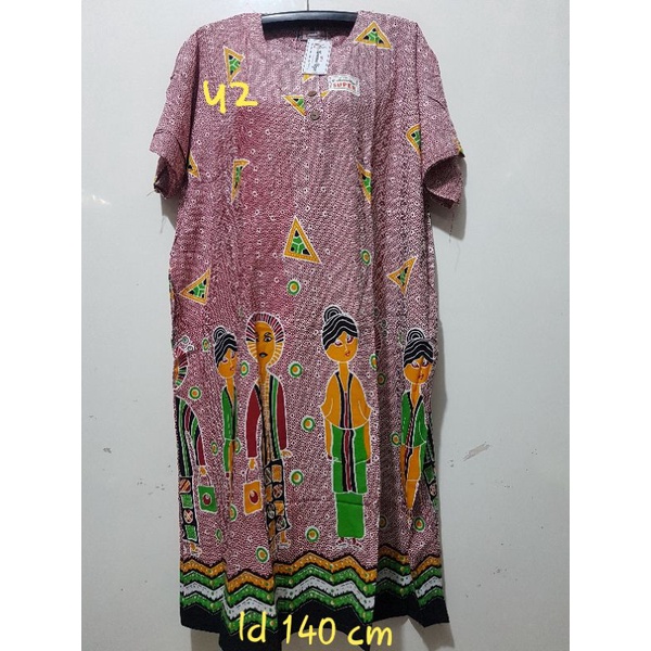 YULI - Daster kencana ungu  L5 JUMBO LD 135-150 CM PB 107 CM BATIK KU LEBEL PUTIH(KUP)-No 42