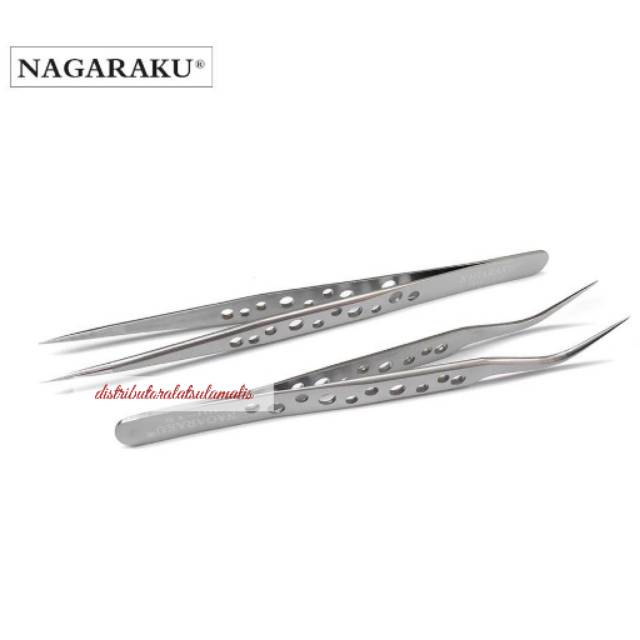 Pinset / Tweezers eyelash extension Nagaraku Bolong bolong