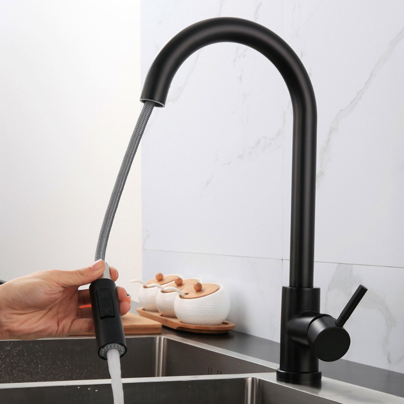 Keran Air Dengan Sensor Sentuh Warna Hitam Matte Untuk Dapur