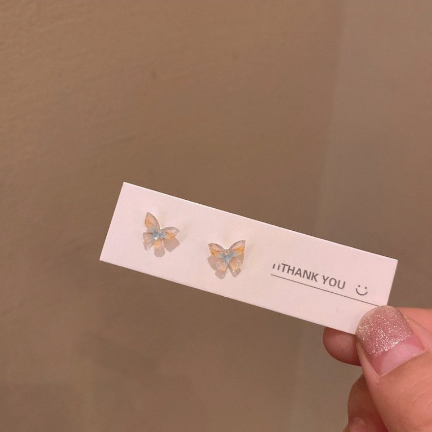 Anting Wanita Korea Colorful Kupu-kupu Kecil/ Korean Colorful Mini Butterfly Earrings-Yellow