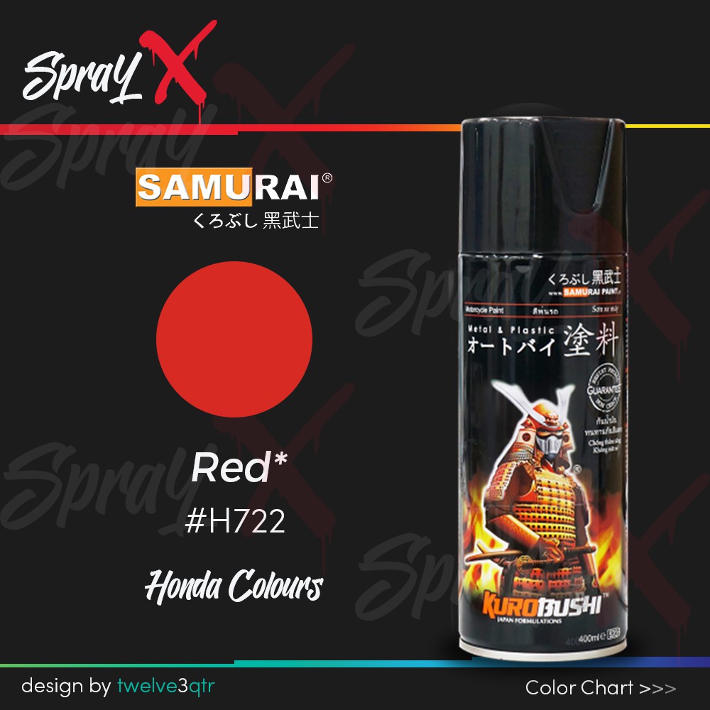 SAMURAI PAINT HONDA RED H722 / MERAH HONDA #H722 400ML - CAT AEROSOL KUALITAS KOMPRESOR