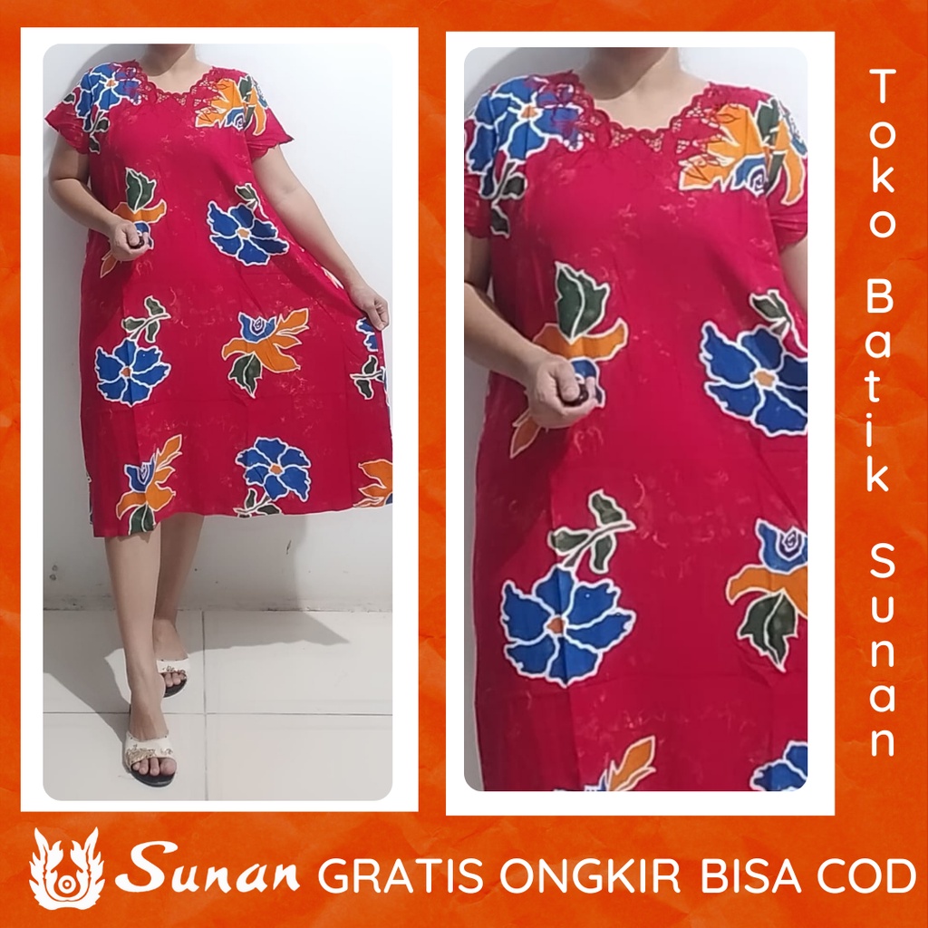 Batik Sunan Daster Bordir Lengan Pendek