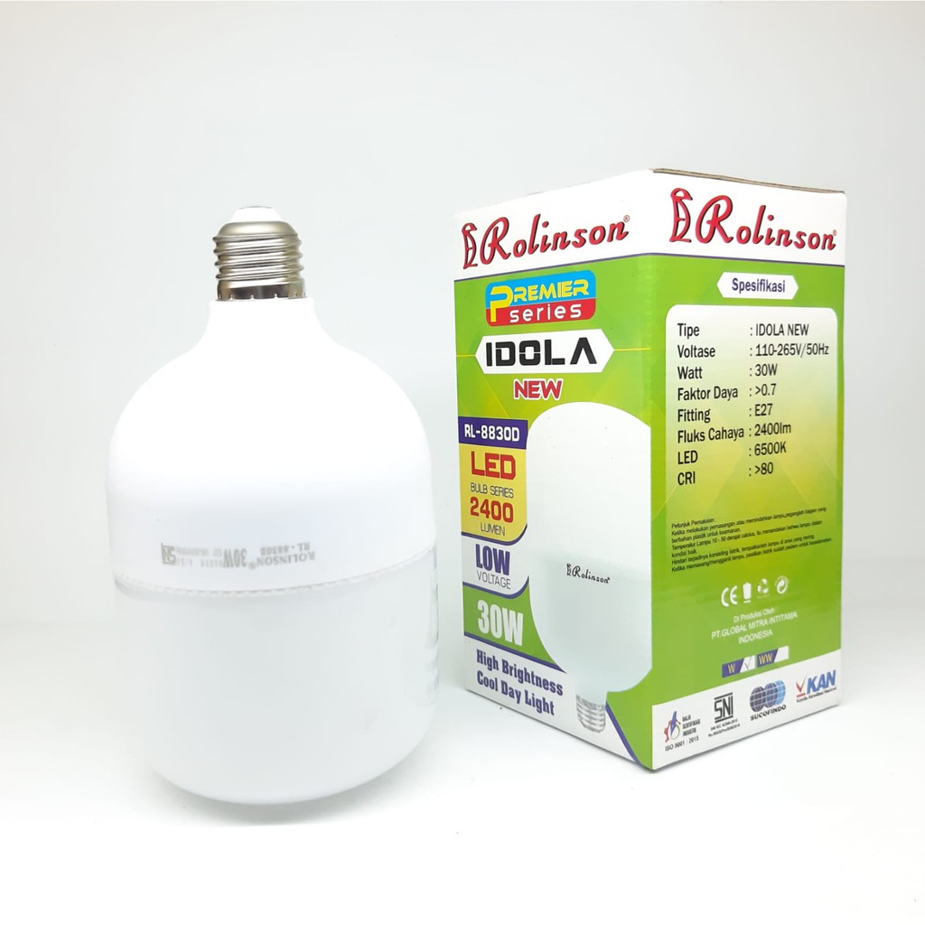 Bohlam LED Rolinson IDOLA Sangat Terang 30 Watt Cahaya Putih Hemat Energy RL-8830D