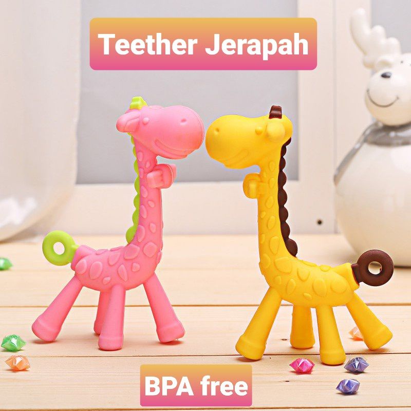 Teether Jerapah BPA Free, Mainan Gigitan Bayi Anti Bakterial