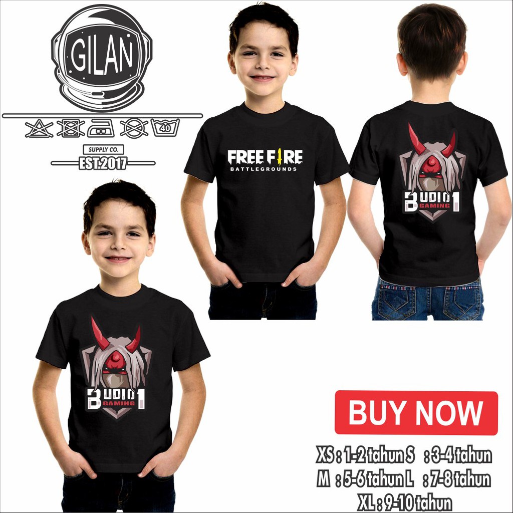 Kaos Baju BUDI01 Gaming Youtuber FREE FIRE Game Kaos Gamer