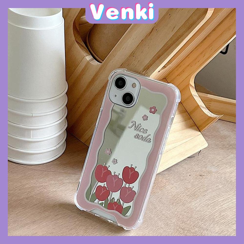 iPhone Case Acrylic HD Mirror Laser Airbag Shockproof Protection Camera Cute Pink Rose Flower Compatible For iPhone 11 iPhone 13 Pro Max iPhone 12 Pro Max iPhone 7 Plus iPhone xr