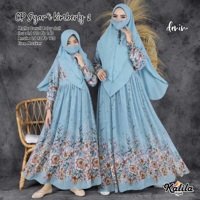 COD | couple syari kimberly | couple syari ibu anak | couple syari ceruty free masker | couple ibu a