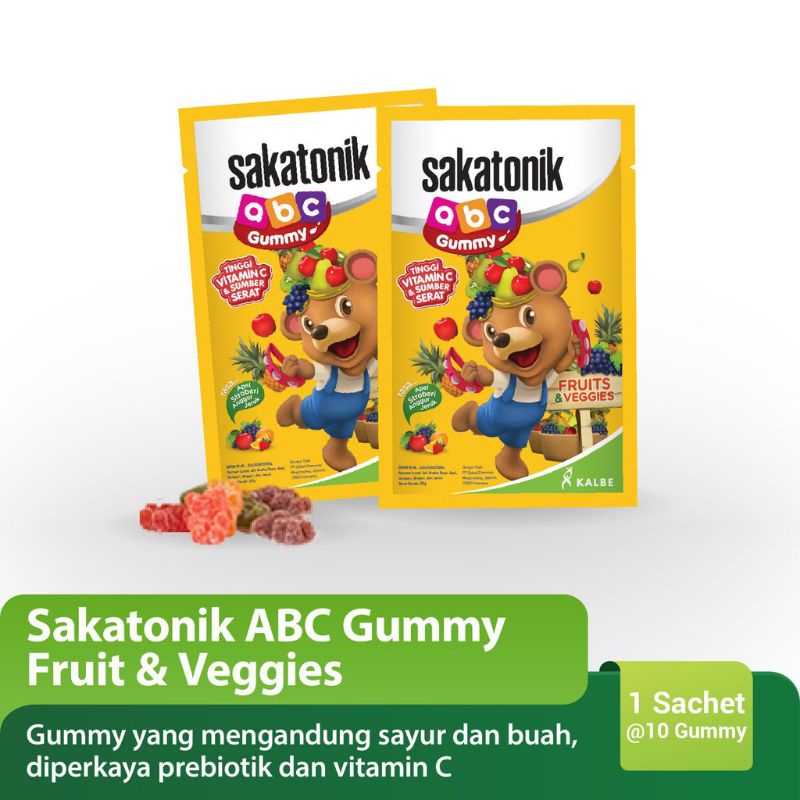 Jual Sakatonik ABC Gummy Fruits & Veggies 1 Sachet/ Vitamin Anak