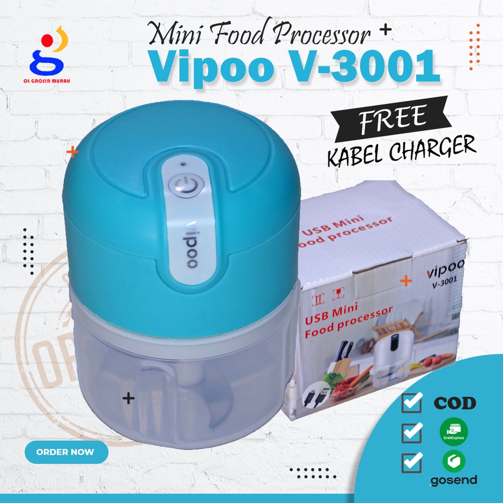 Mini Chopper V-3001 USB Mini Food Processor Blender mini Serbaguna Vipoo Bumbu Portable V 3001