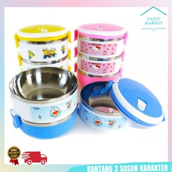 RANTANG SUSUN - 3 susun stainless lunch box karakter seal lunch box