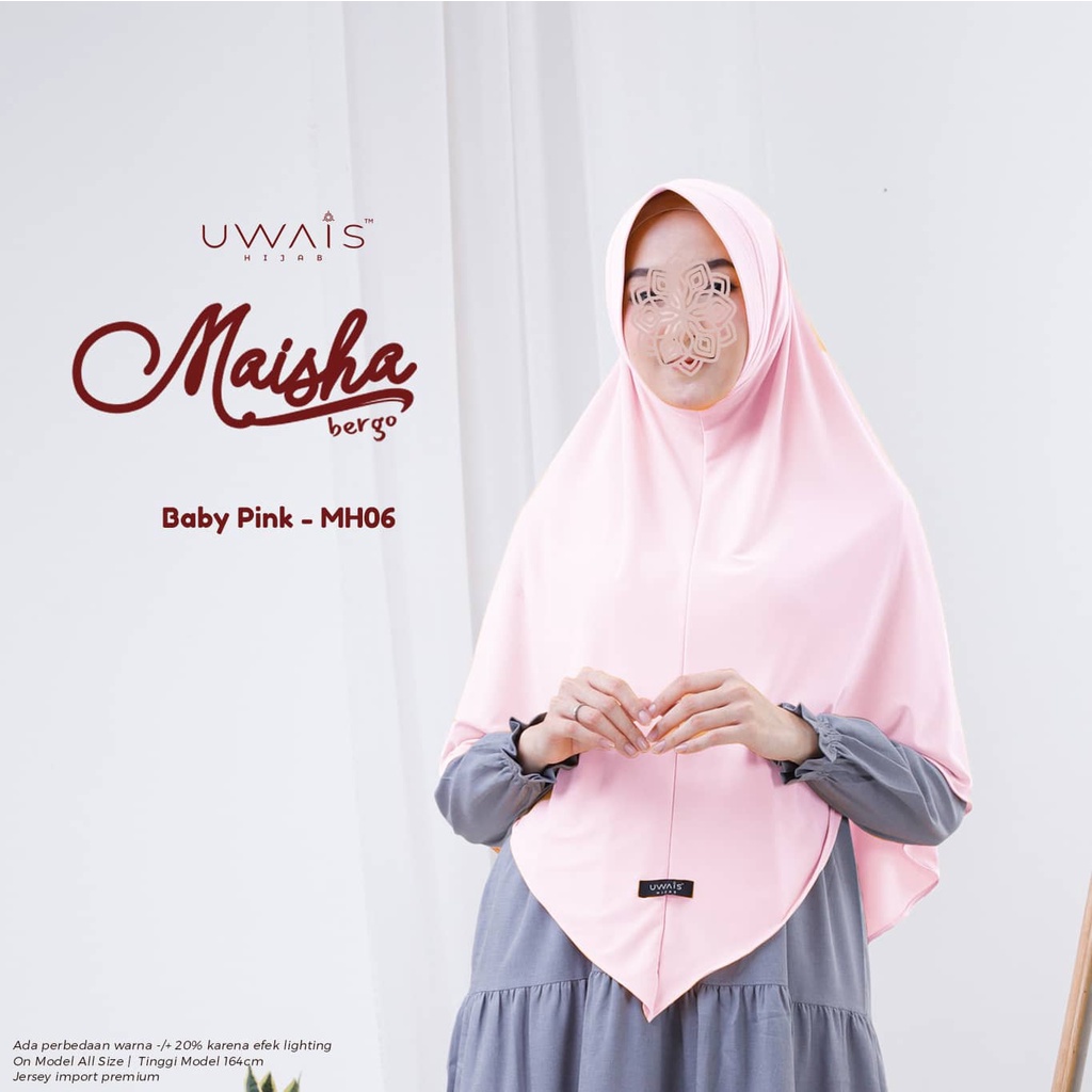 JILBAB INSTAN BERGO MAISHA KERUDUNG KAOS JERSEY  POLOS ANTEM UWAIS HIJAB SYARI TERBARU BEST SELLER-BabyPink
