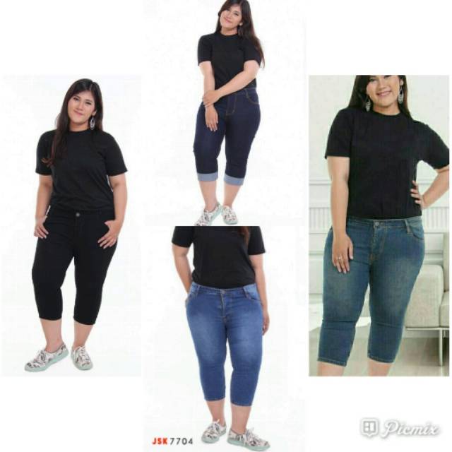 Bisa COD bayar ditempat JSK size 35-38 jeans 7/8 bigsize jumbo