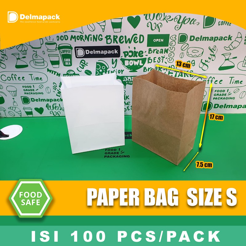 

PAPER BAG KANTONG KERTAS ( S ) / KANTONG ROTI, FRIED CHICKEN, SNACK - 100 PCS