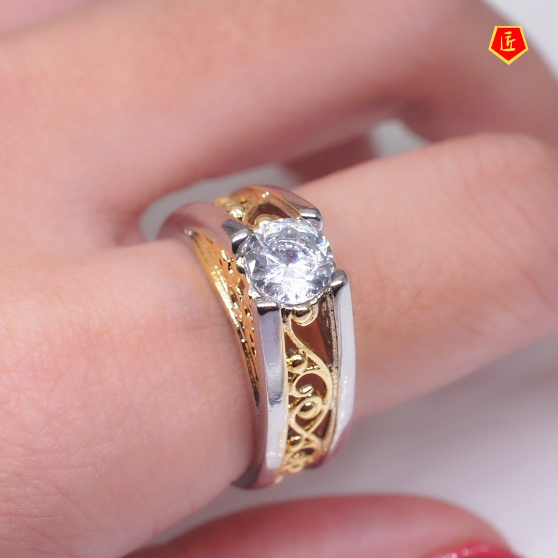 [Ready Stock]Creative Triangle Moissanite Ring Geometric 18K Gold Color Separation