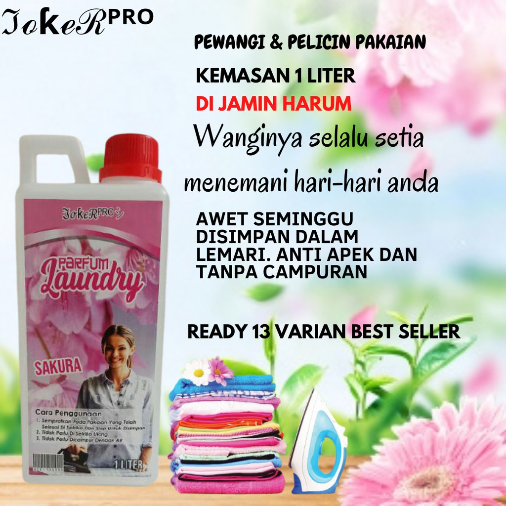 (STRONG AWET) PARFUM LAUNDRY 1 LITER GRADE A ASLI Pewangi Dan Pelicin Pakaian