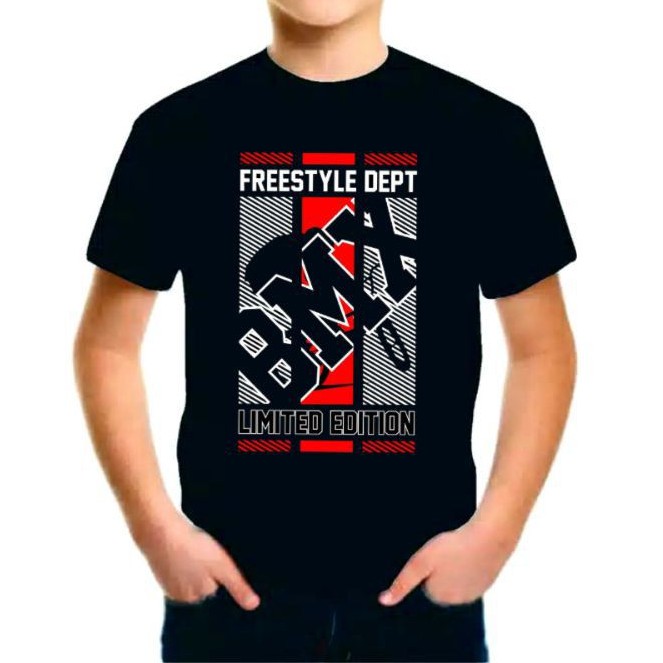 Kaos anak motif bmx, Bahan combad 24s Size S-XL - Black Series