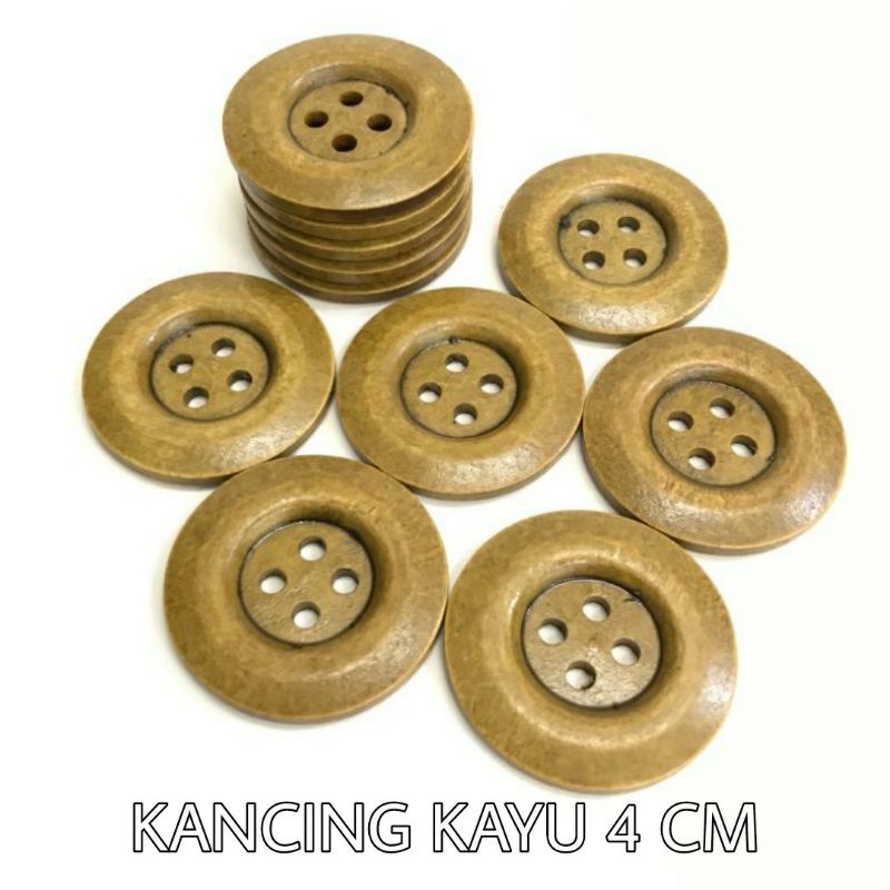 Kancing Kayu Coklat Polos Besar |
diameter 4cm
| Kancing lubang 4