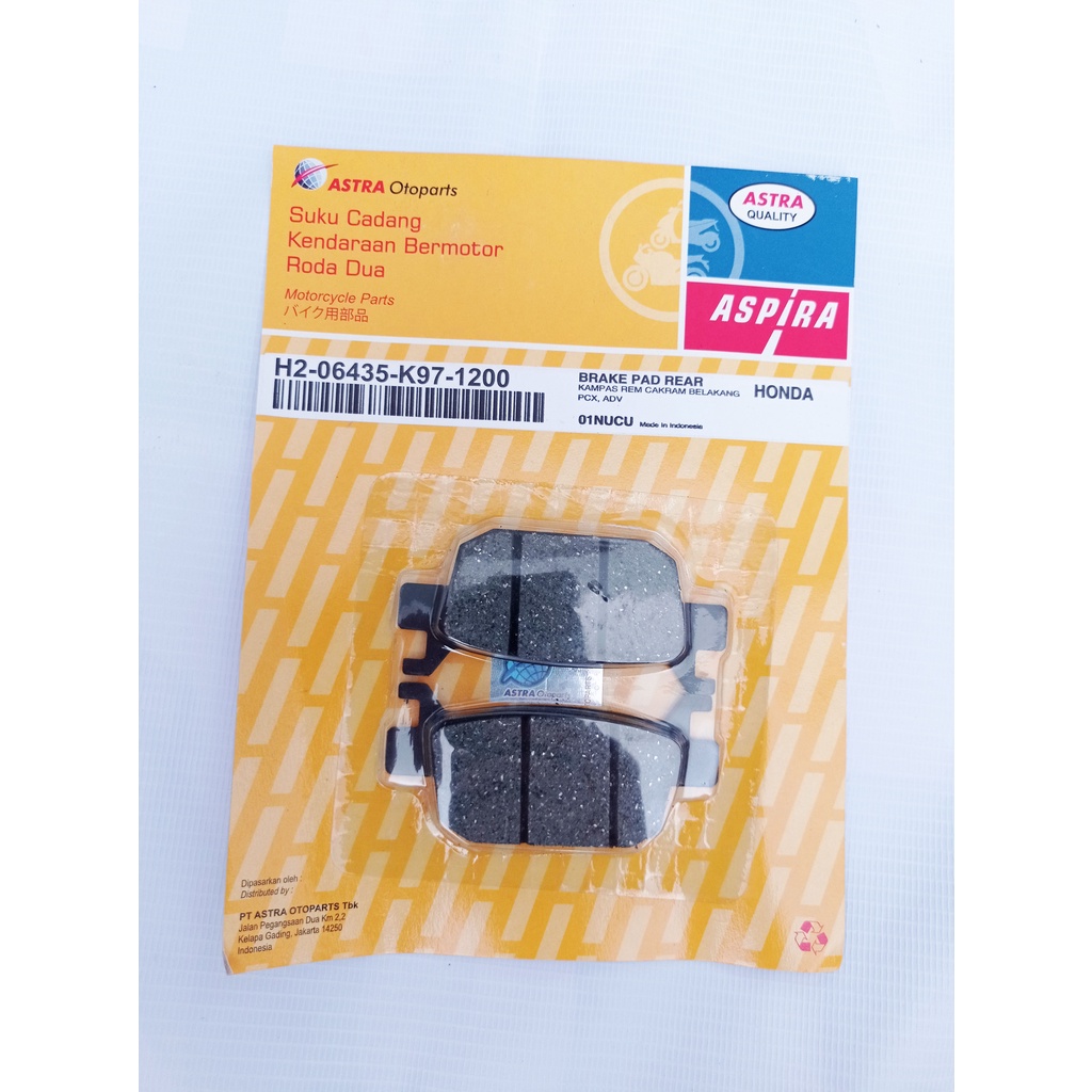 Kampas Rem H2-06435-K97-1200 Aspira Original Diskpad Dispad DIscpad PCX(2017) (RR), ADV (RR) murah