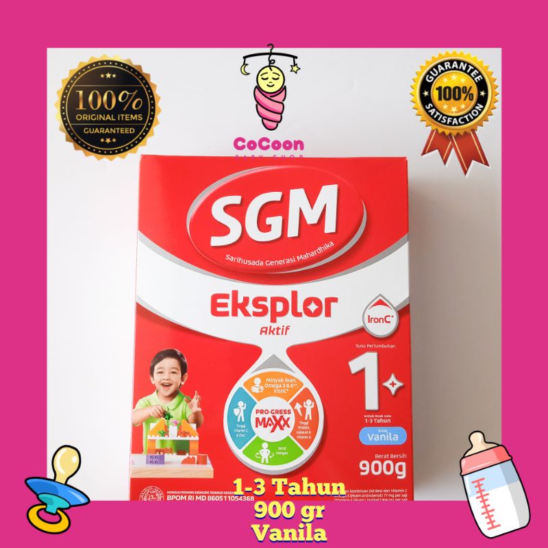 Susu Formula Balita SGM Eksplor Aktif 1+ 1-3 Tahun 900g Vanila