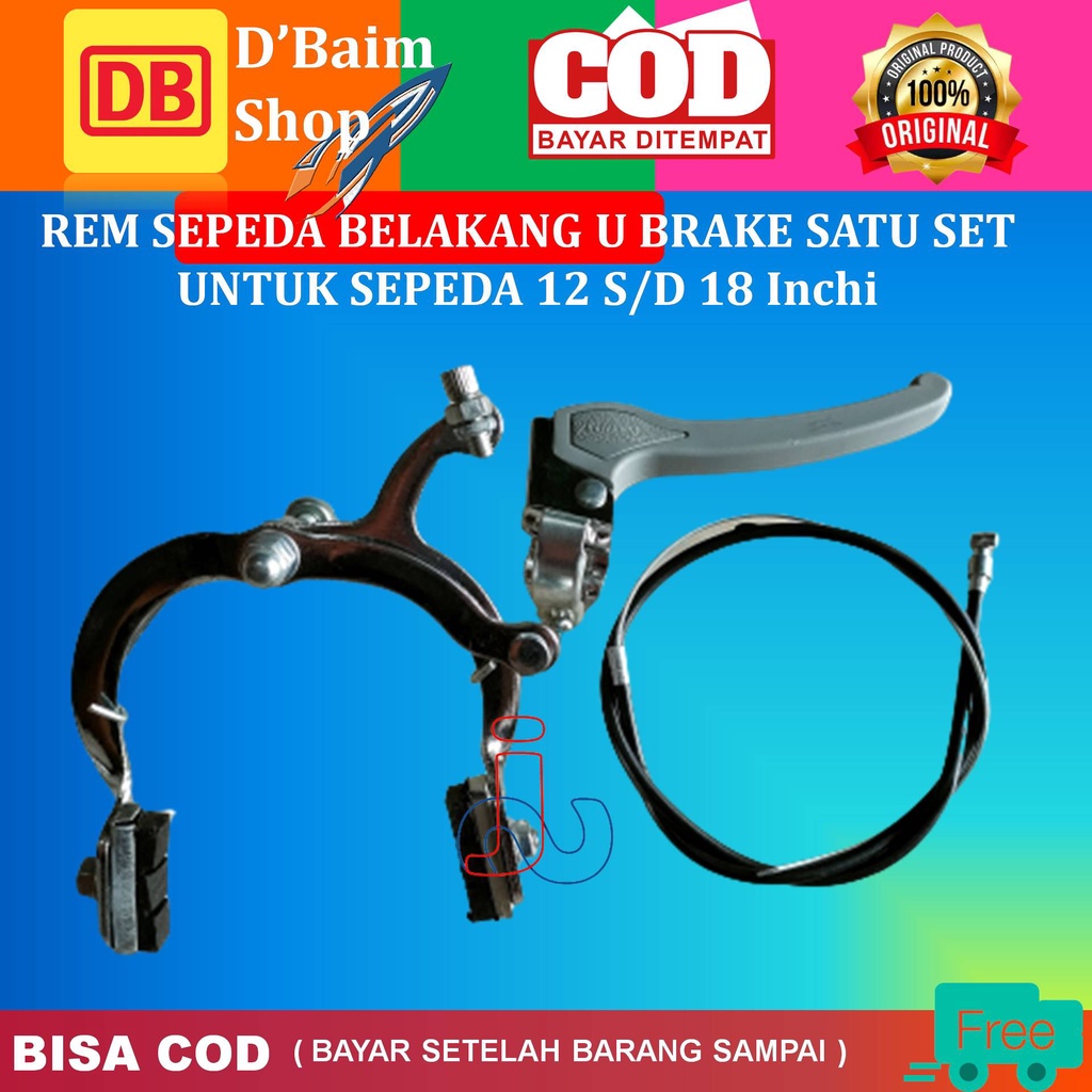 Rem Sepeda Capit U-Brake Satu Set Bagian Belakang