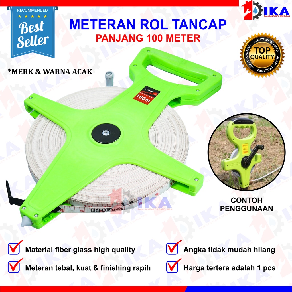 METERAN TANCAP TANAH 30M OLL-1053 / 50M OLL-1054 / 100M OLL-1055 FIBER ROLL PANJANG METERAN ROL FIBER MEASURING TAPE