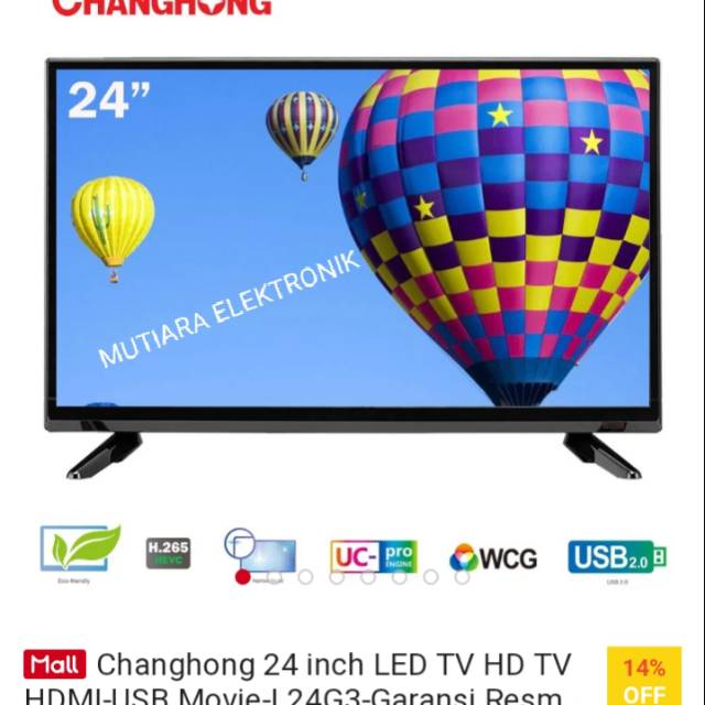 Changhong 24 inch LED TV HD TV HDMI-USB Movie-L24G3-Garansi Resmi