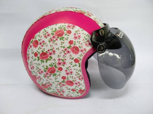 HELM BOGO Full Kulit Retro Klasik Motif LOVE hitam biru shabby chic biru turkis hitam hijab pink
