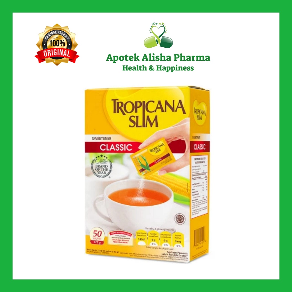 

Tropicana Slim Sweetener Classic (Box 25/50) - Tropikana Slim Klasik Pemanis Buatan Saripati Jagung Untuk Mencegah Diabetes