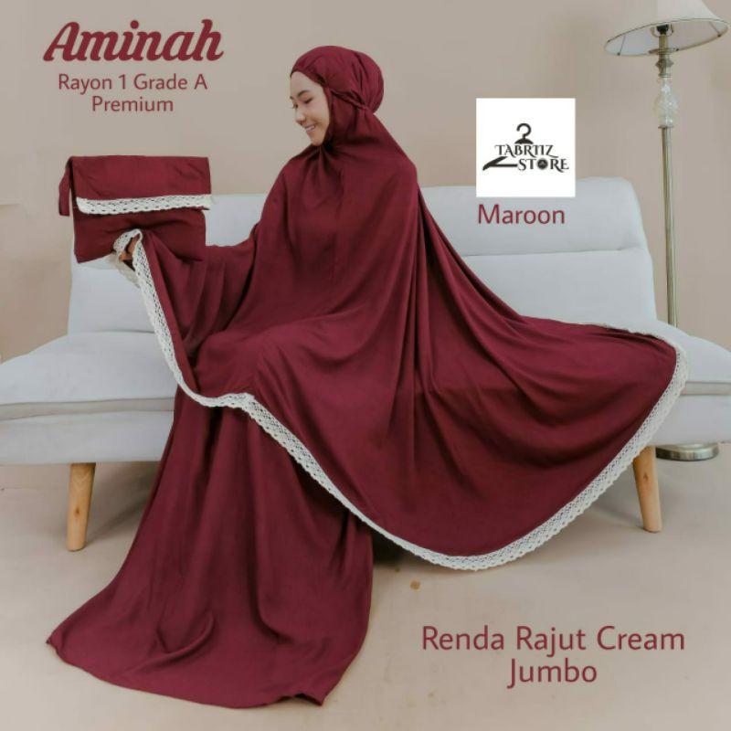 Aminah Mukena bahan Rayon premium warna polos
