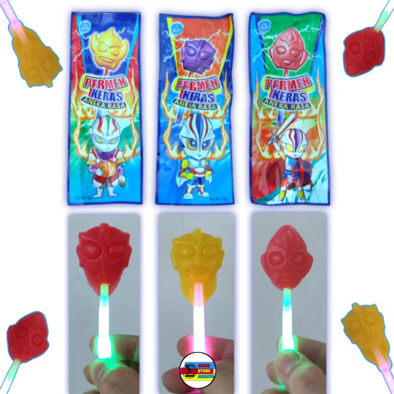 Permen Lolipop Jadul Lightstick Ultraman - Permen Lollipop Bentuk Topeng Ultraman Aneka Rasa Buah