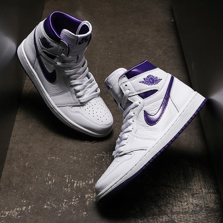 Nike Air Jordan 1 Retro High OG " Court Purple " - Putih, 41