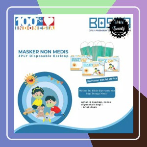 BOSON KIDS Masker Anak 3 Ply Isi 50 Lembar Model Earloop