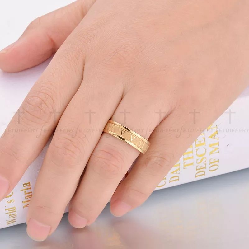 Cincin Angka Romawi Titanium Model Fashion Pria dan Wanita