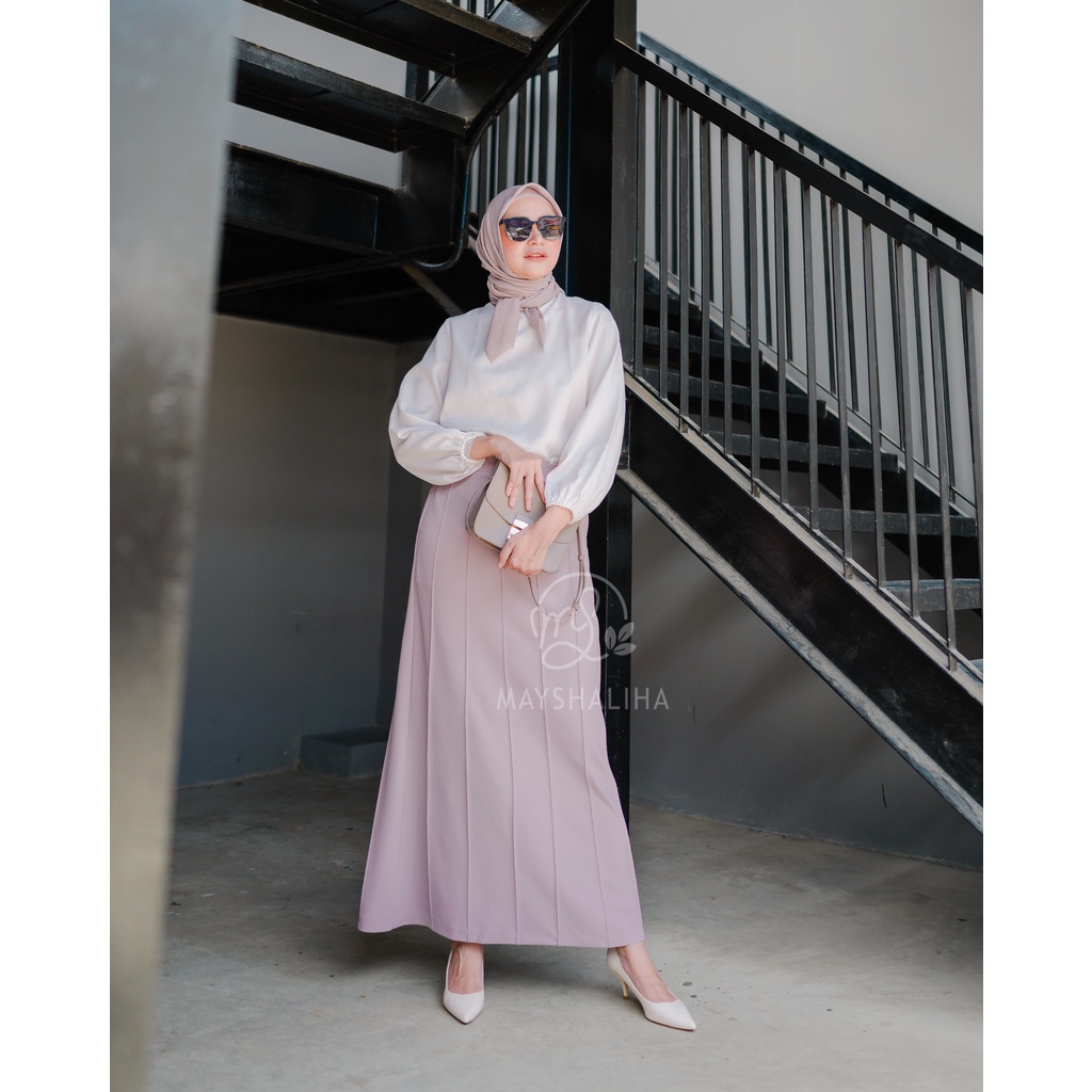 Mayshaliha Rok Kerja Zizi Skirt Full Jahitan Lipatan