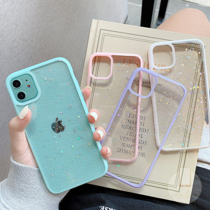 Case Bahan Tpu Motif Macaron Starlight Bling Glitter Untuk Iphone 11 12