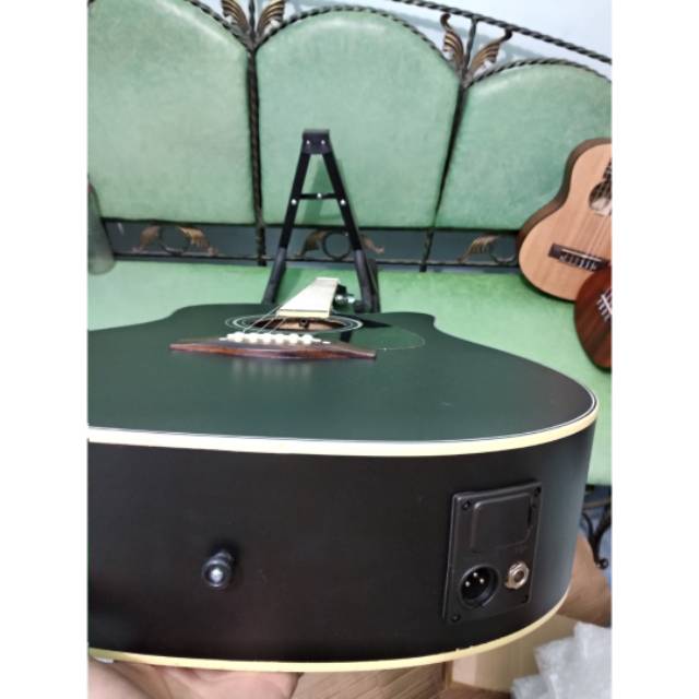 Gitar Akustik Elektrik Merk Ibanez Warna Hitam Doff Equalizer Tuner Trusrod String Murah