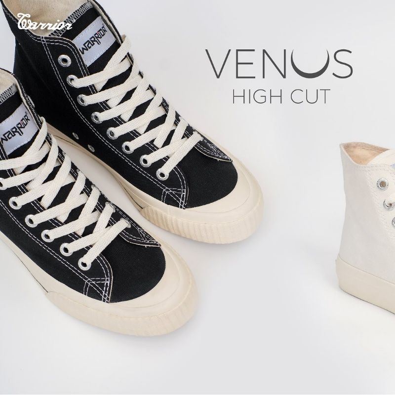 Warrior Venus high black white - sepatu warior original