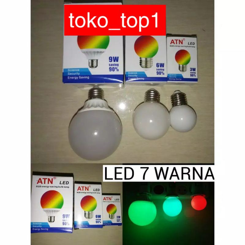 LAMPU DISCO E27 / ATN  DRAGON BALL/ LAMPU BOLA 7WARNA RUBAH OTOMATIS ATN 3W/6W/9W