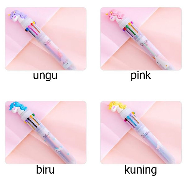 OILA pen multi warna raibow unicorn multicolor ballpoint (4B3) spe085